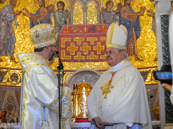 Блаженніший Святослав і кардинал Леонардо Сандрі в базиліці Святої Софії, Рим, 1 вересня 2019 року