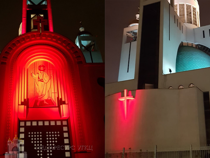 Патріарший собор у Києві підсвітили червоним кольором у межах всесвітньої кампанії #RedWeek