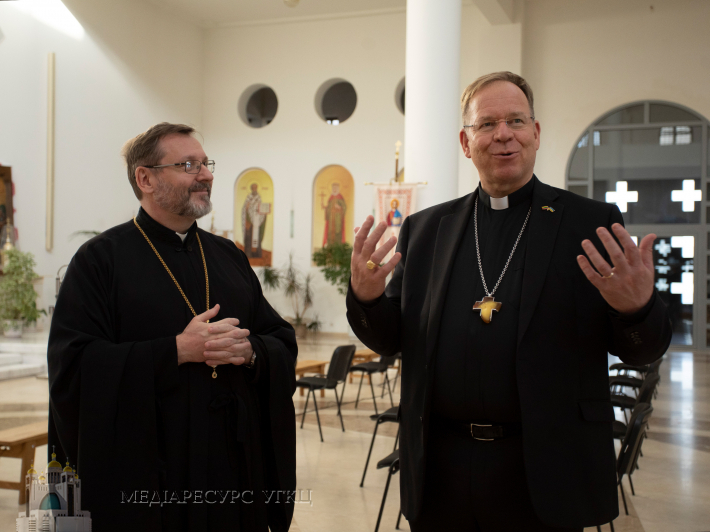Архиєпископ Ґінтарас Ґрушас відвідав Патріарший собор Воскресіння Христового і зустрівся з Главою УГКЦ