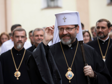 Блаженніший Святослав під час зустрічі з молоддю у Зарваниці, 17 липня 2021 року