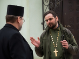 Отець Юрій Логаза, священник УГКЦ у Славутичі, розповідає Блаженнішому Святославові про служіння в умовах війни, 20 квітня 2022 року