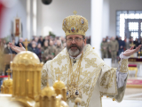 Блаженніший Святослав під час Літургії в Патріаршому соборі у Квітну неділю, 17 квітня 2022 року